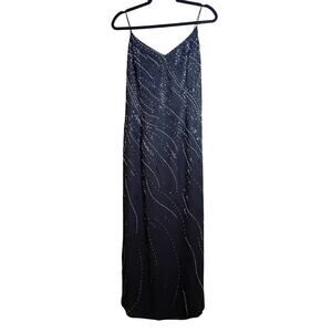 Caterina Black Spaghetti Straps Beaded Prom Gown,Teddi Black Velvet Jacket Sz 10
